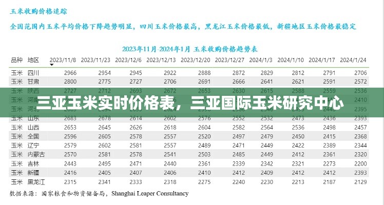 三亚玉米实时价格表,三亚国际玉米研究中心
