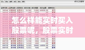 怎么样能实时买入股票呢,股票实时买入卖出怎么看